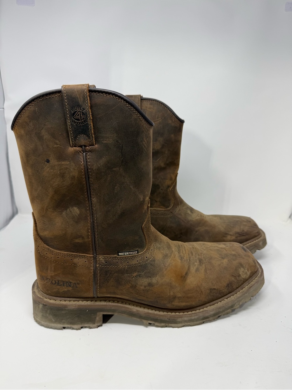 EUC Carolina Brown Waterproof Leather Work Boots - Men's Pull-On Sz 12D (VZSUWK)